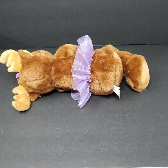 The Petting Zoo Moose Maine 17" Plush Stuffed Animal Purple Tutu Bow Brown Local - Picture 4 of 8